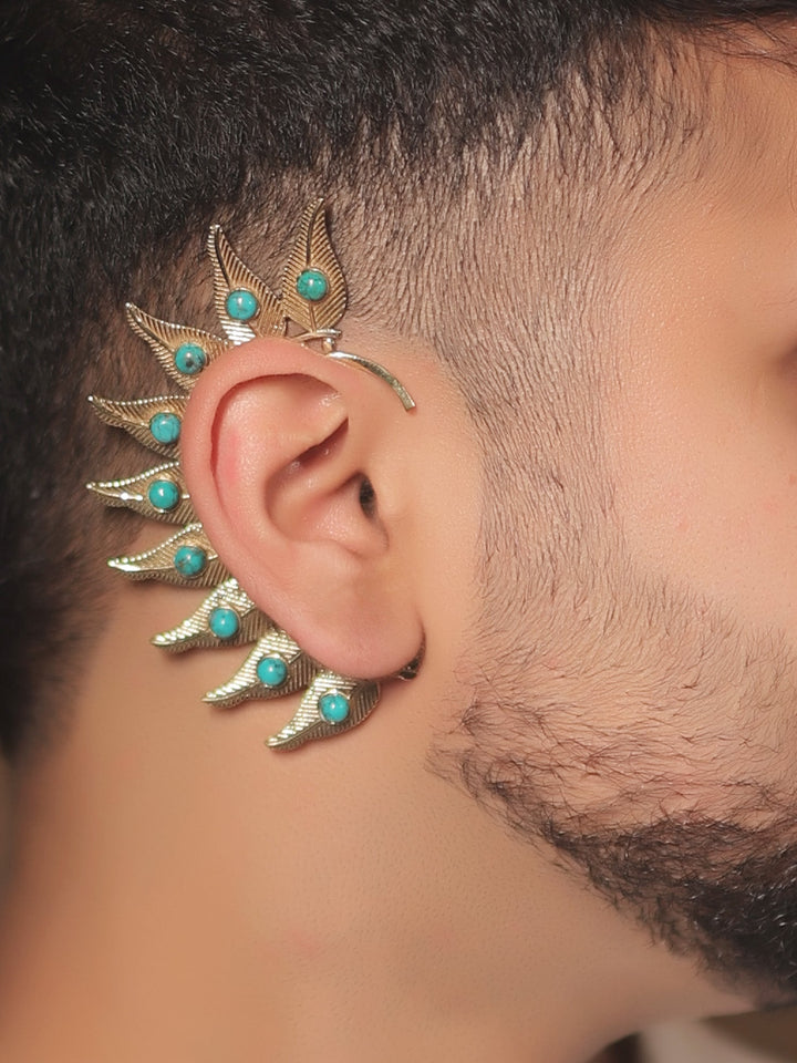 Faridh Men’s Turquoise Feather Earcuff - Ear Cuff for Men