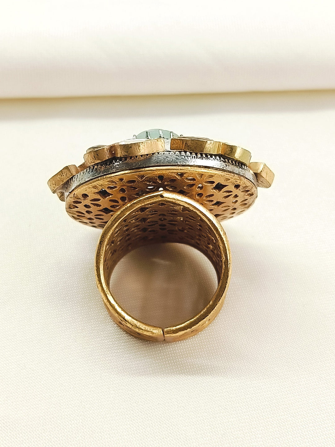 Hasina Mint Green Stone Gold Plated Boutique Ring