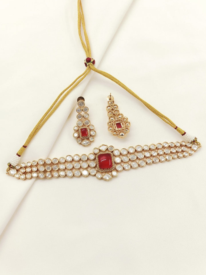 Zada Red Kundan Choker Set