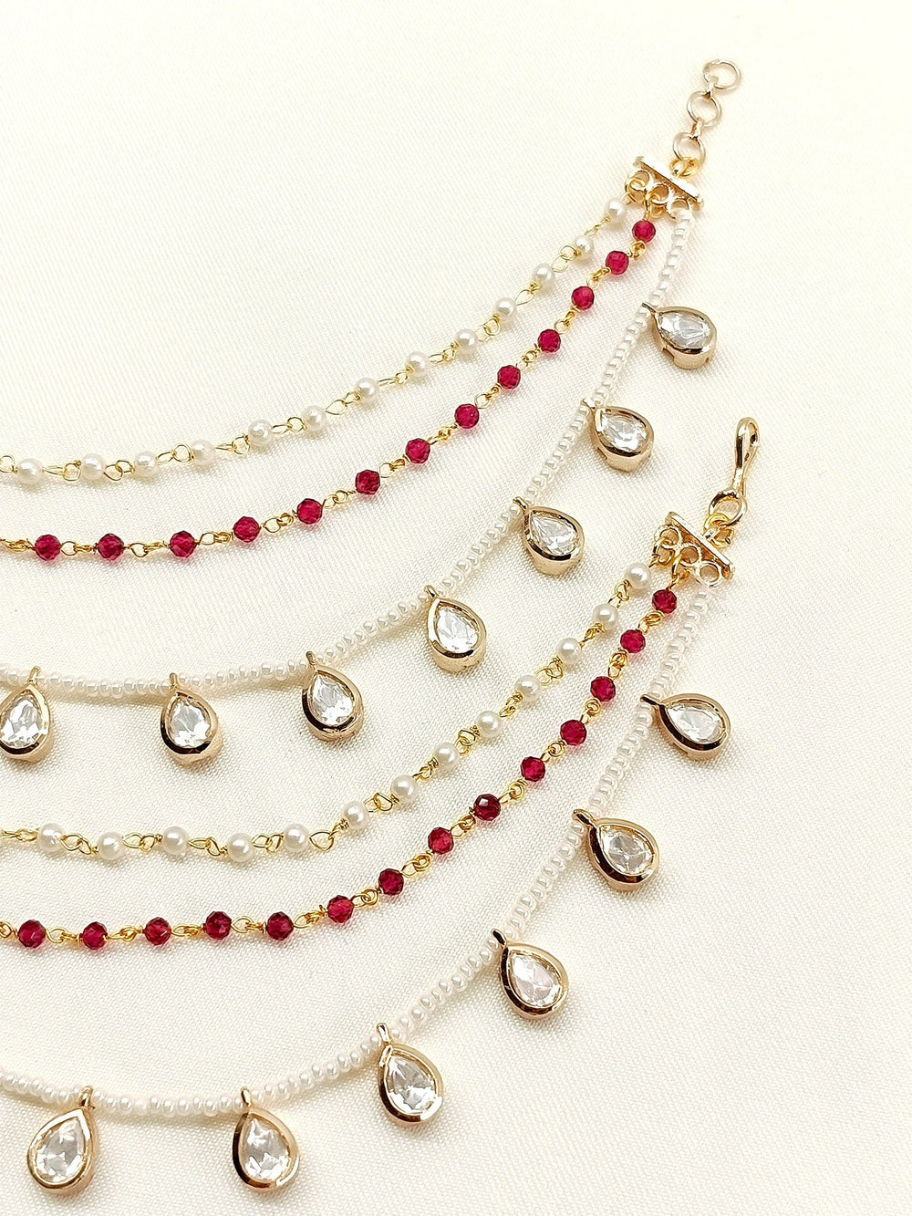 Greeshma Majenta Traditional Ear Chain.