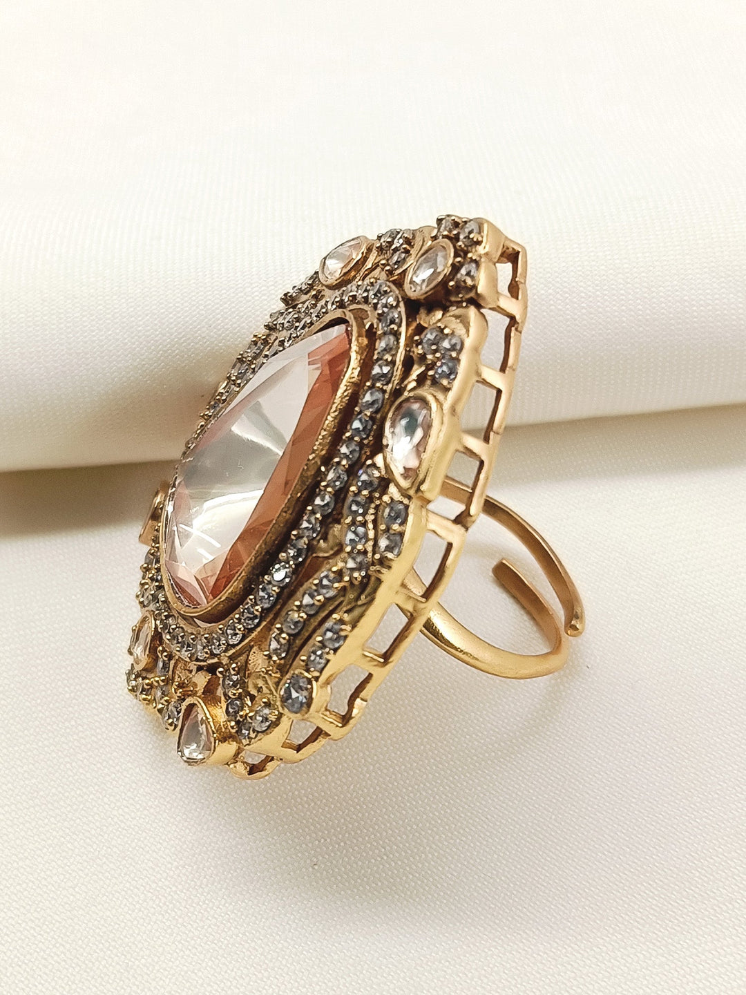 Raga Copper Kundan Finger Ring