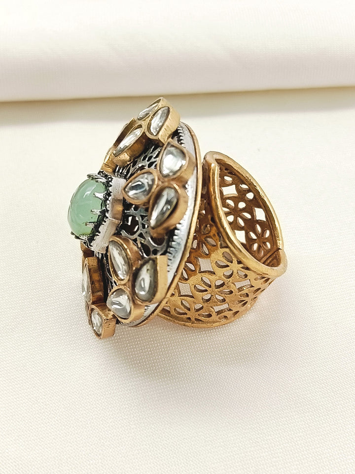 Hasina Mint Green Stone Gold Plated Boutique Ring
