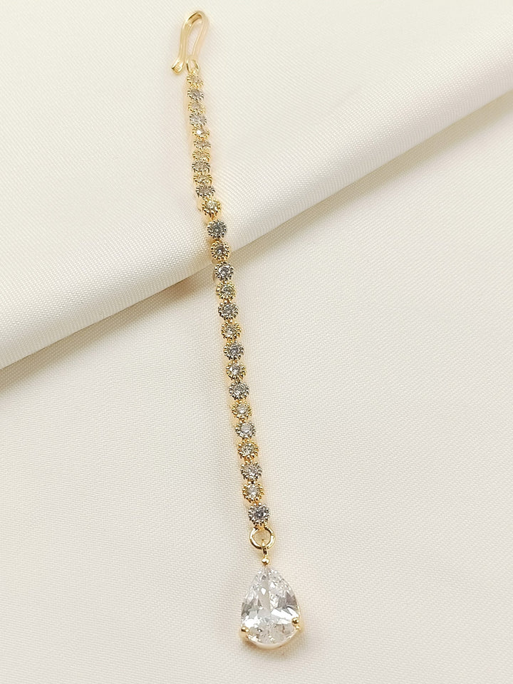 Kaamini White American Diamond Teeka - Gold Plated Brass