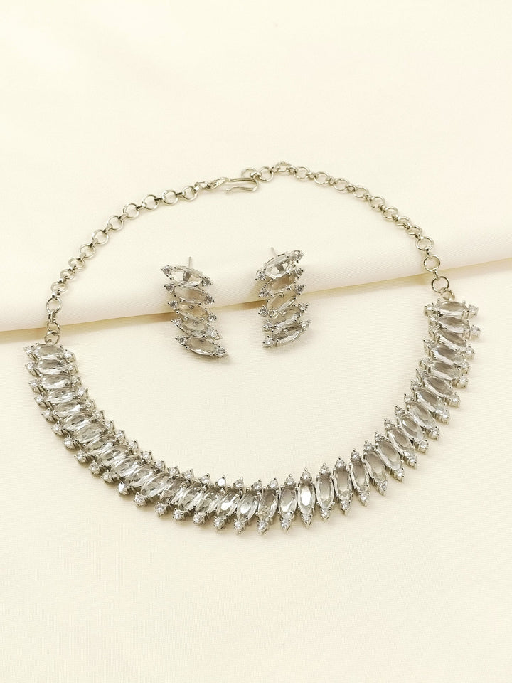 Salma American Diamond Silver Plated Necklace Set
