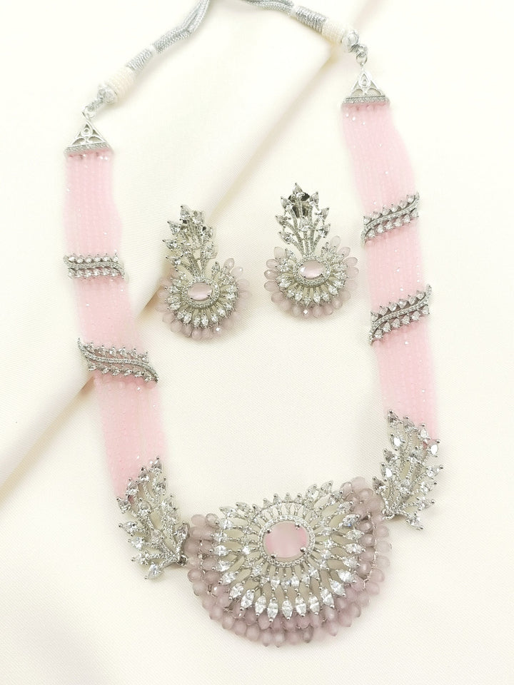 Asmara Baby Pink American Diamond Necklace Set
