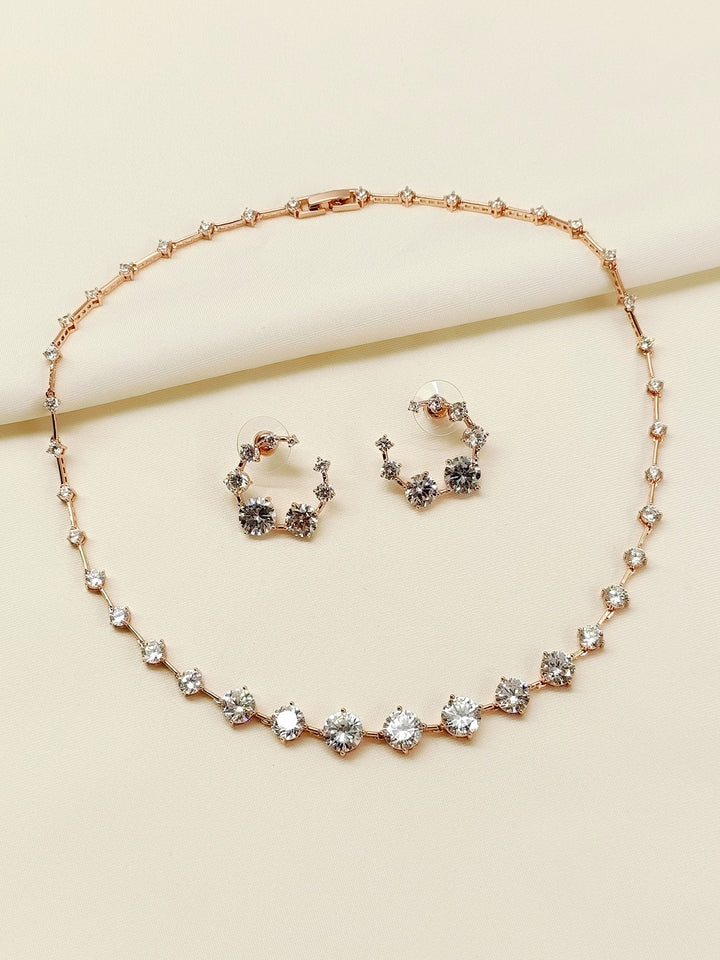 Laney Rose Gold American Diamomd Necklace Set