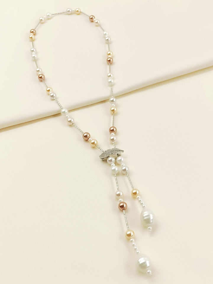 Conoidal Off White Beads Neckpiece