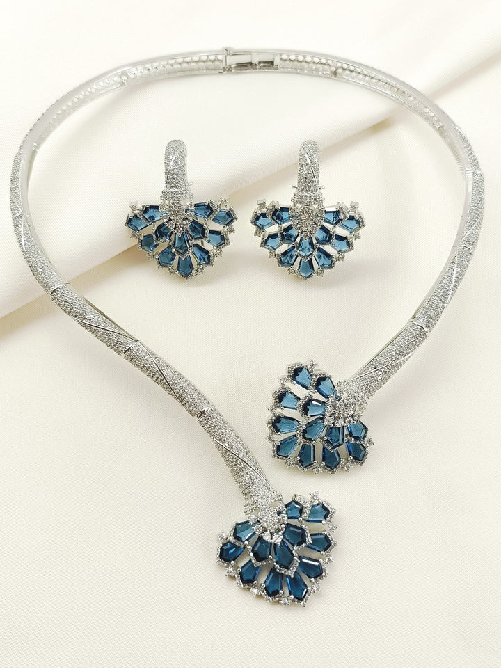 Darshika Blue American Diamond Hasli Styled Set