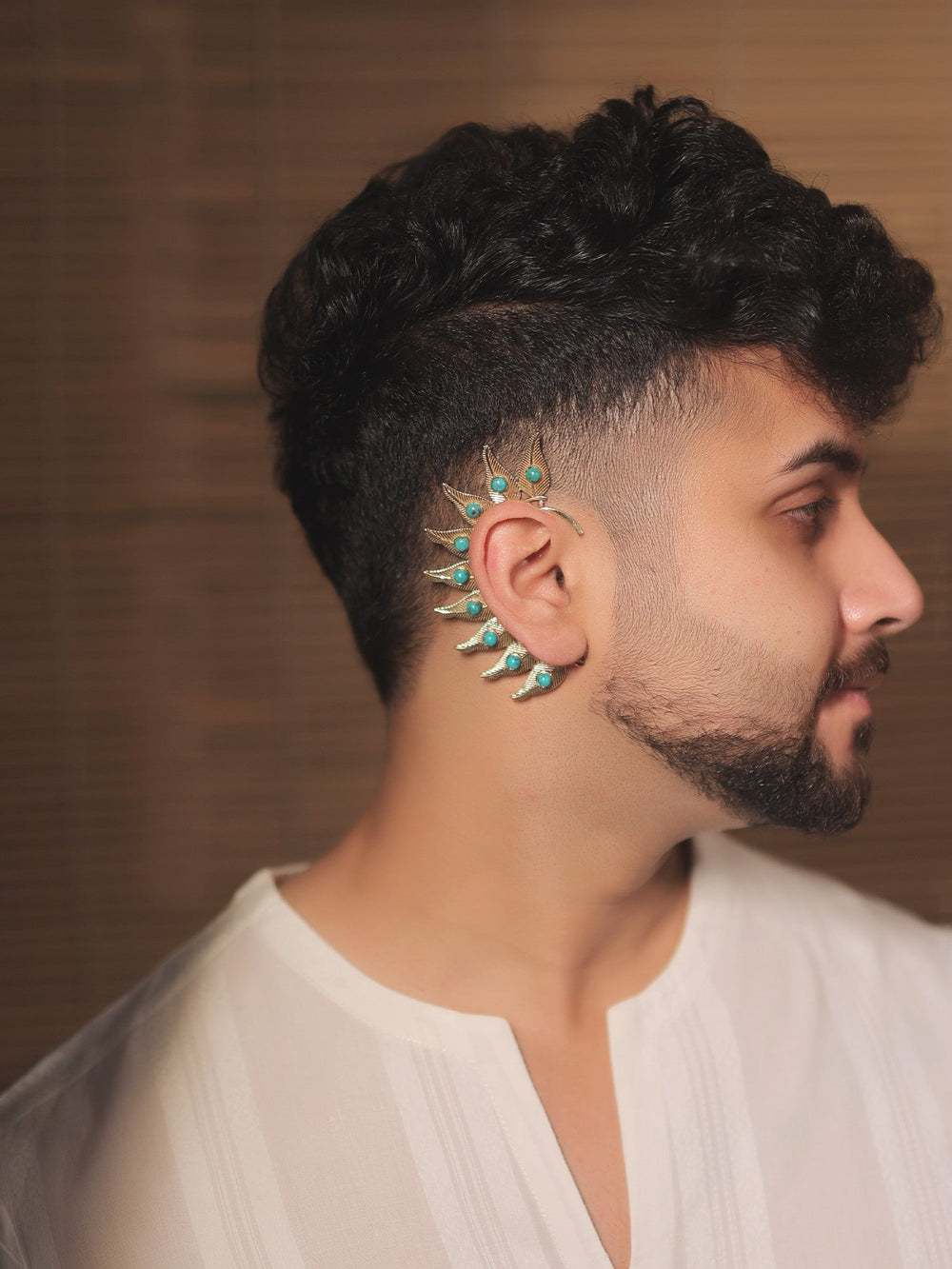 Faridh Men’s Turquoise Feather Earcuff - Ear Cuff for Men
