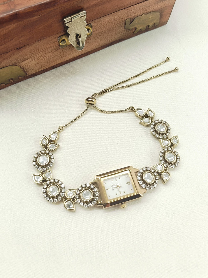 Nazla's Polki AD Stone Watch