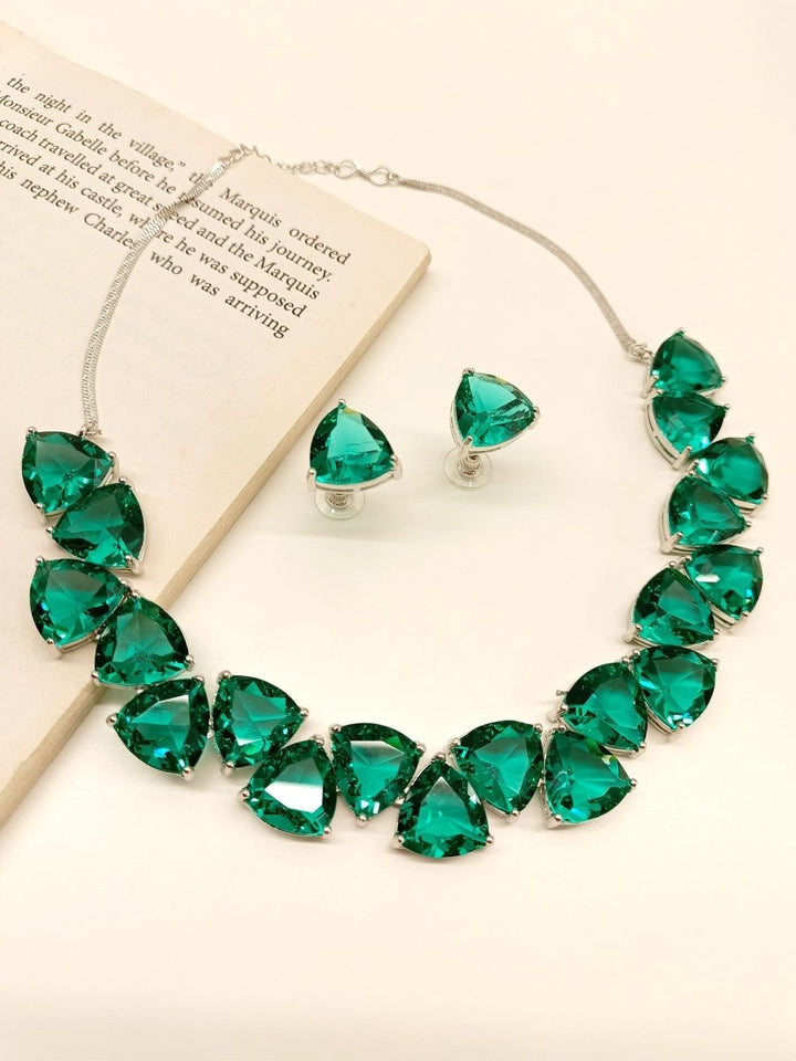 Prakriti Turquoise American Diamond Set - House of Sarvati LLC