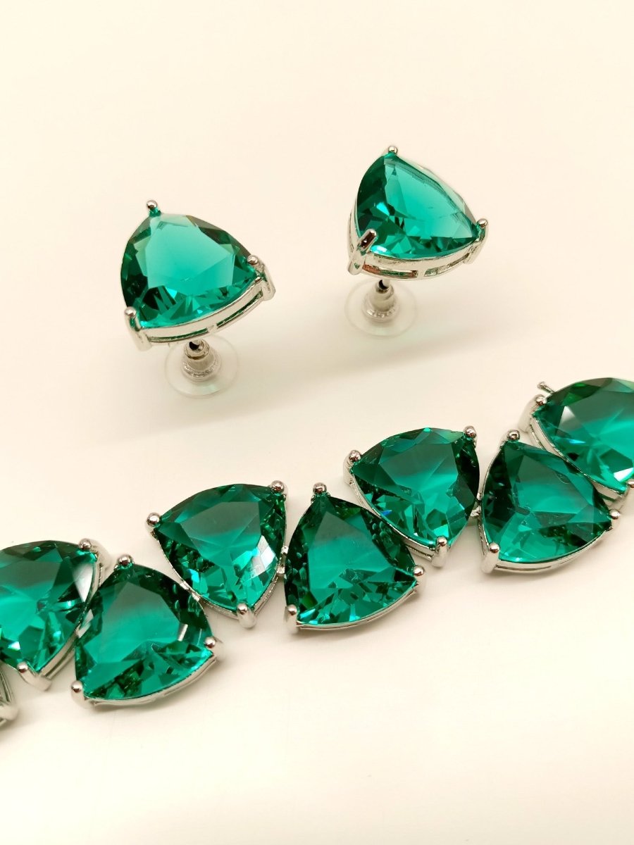 Prakriti Turquoise American Diamond Set - House of Sarvati LLC