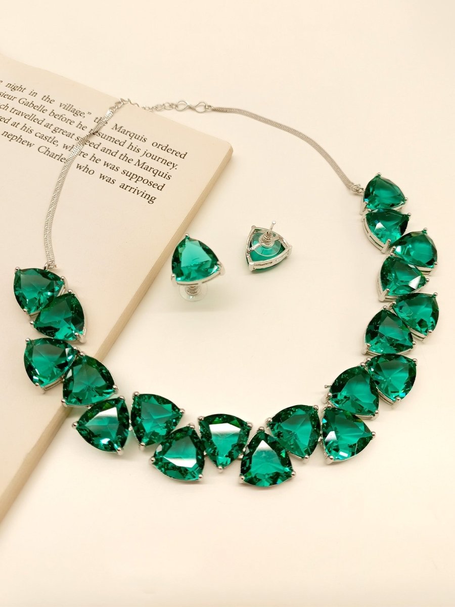 Prakriti Turquoise American Diamond Set - House of Sarvati LLC