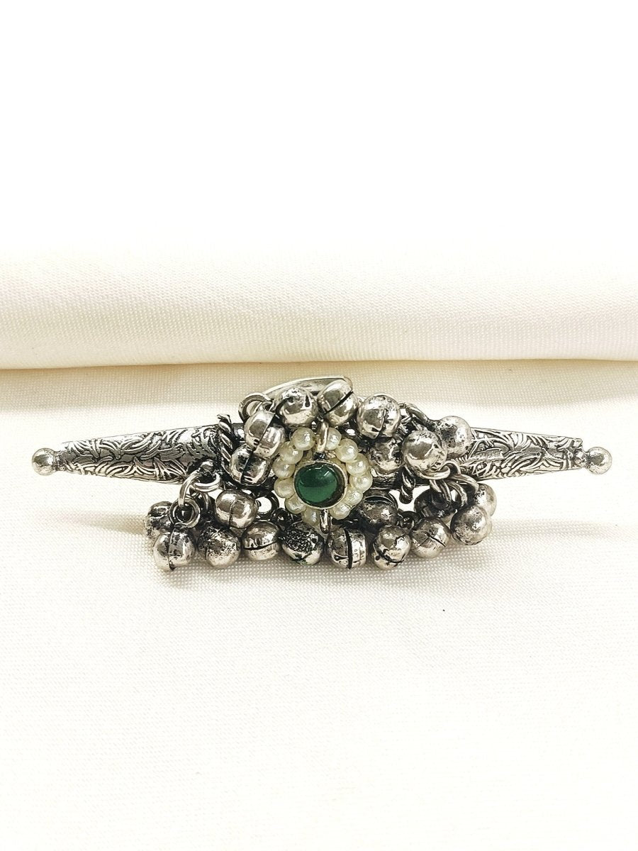 Prathana Green Oxidized Finger Ring - House of Sarvati LLC