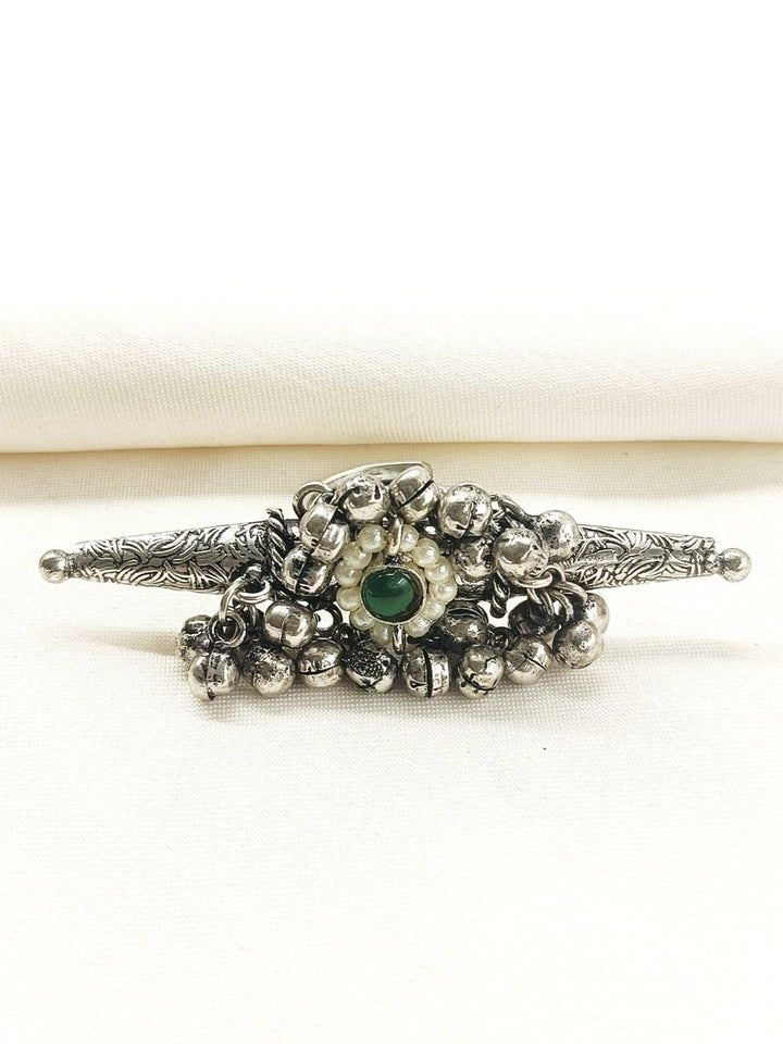 Prathana Green Oxidized Finger Ring - House of Sarvati LLC