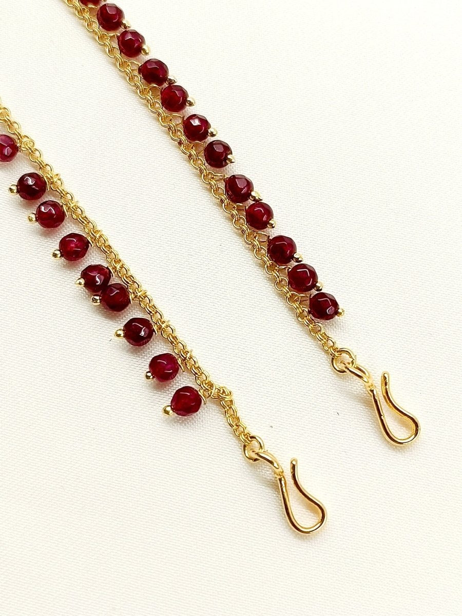 Pratigya Ruby Gold Plated Ear Chain - House of Sarvati LLC
