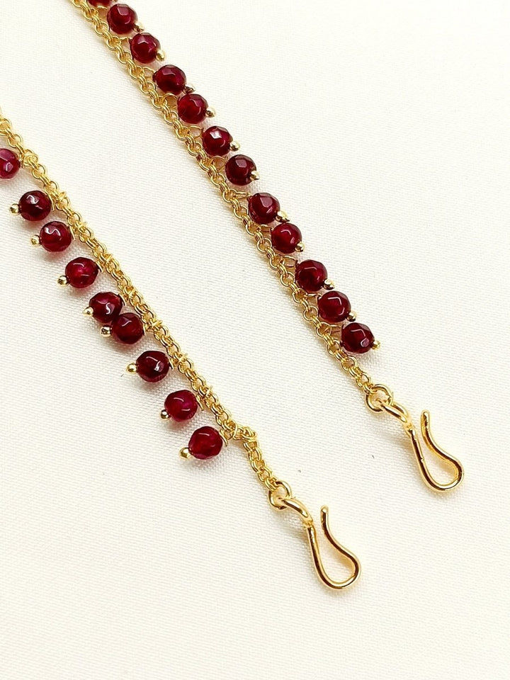 Pratigya Ruby Gold Plated Ear Chain - House of Sarvati LLC