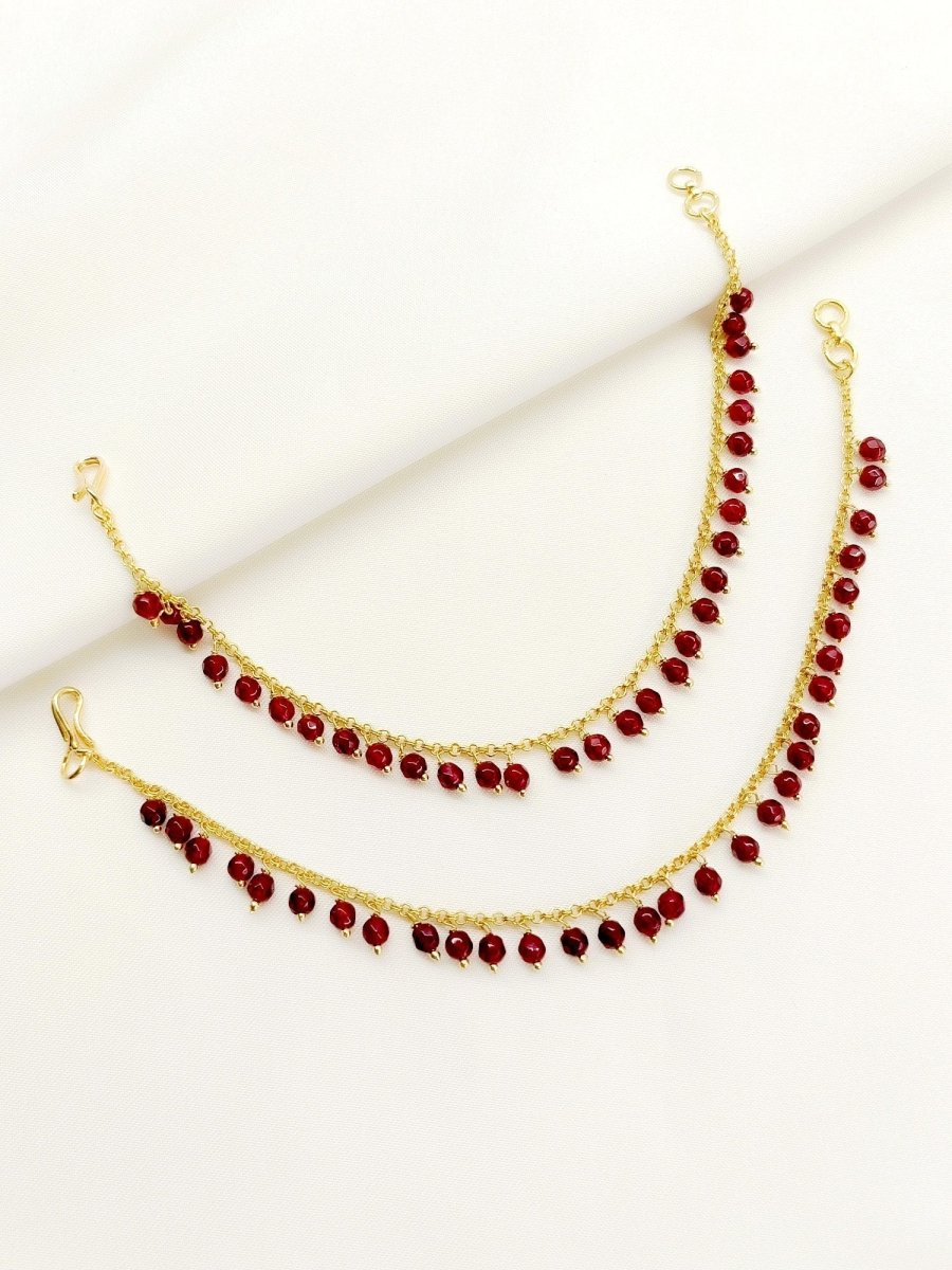 Pratigya Ruby Gold Plated Ear Chain - House of Sarvati LLC