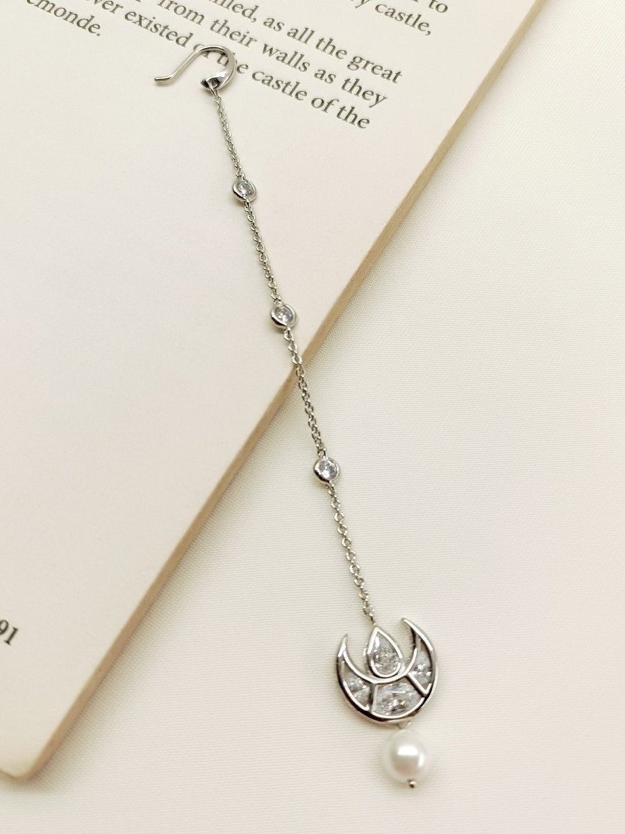 Prisha White American Diamond Maang Teeka - House of Sarvati LLC