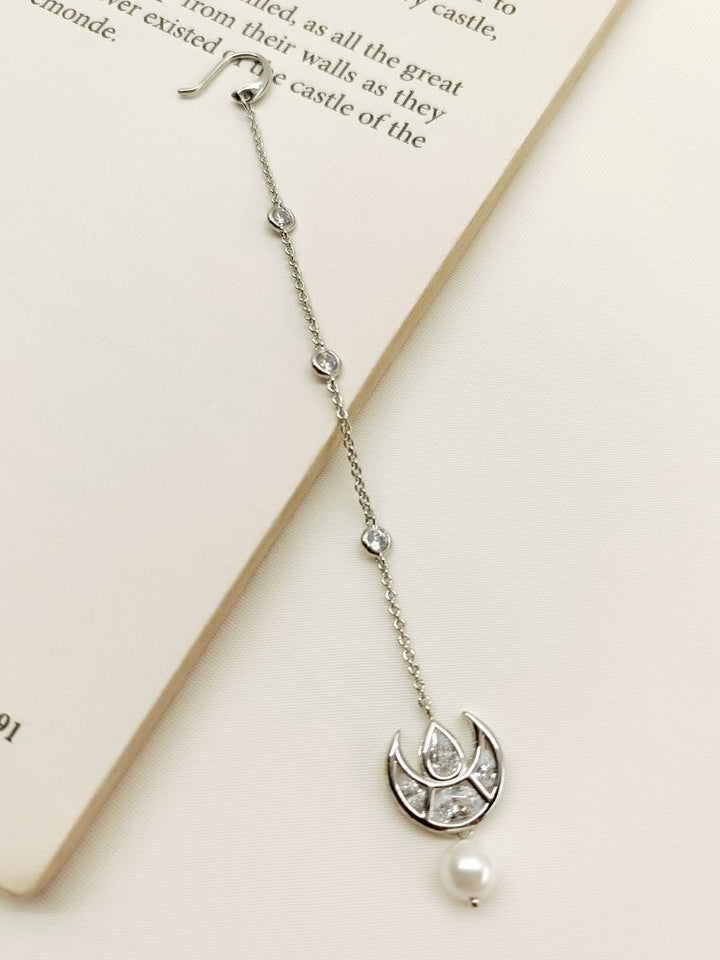 Prisha White American Diamond Maang Teeka - House of Sarvati LLC