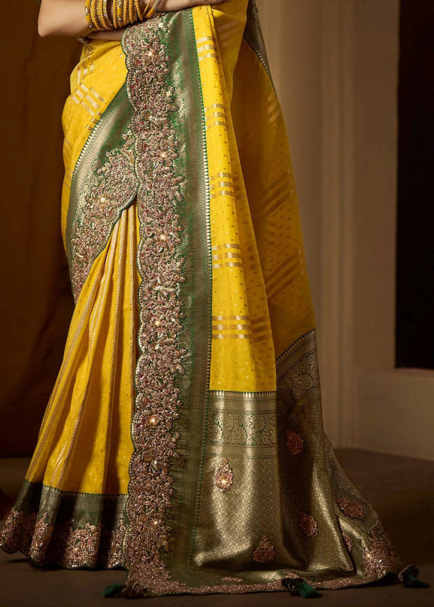 Pure Bangalore Taana Silk Saree Set – Heavy Embroidery, Moti & Zircon Work (Set of 5) - House of Sarvati LLC
