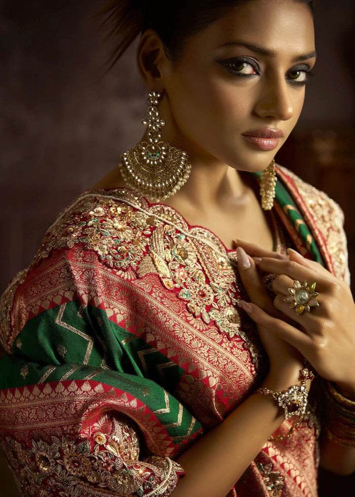 Pure Bangalore Taana Silk Saree Set – Heavy Embroidery & Zircon Work (Set of 6) - House of Sarvati LLC