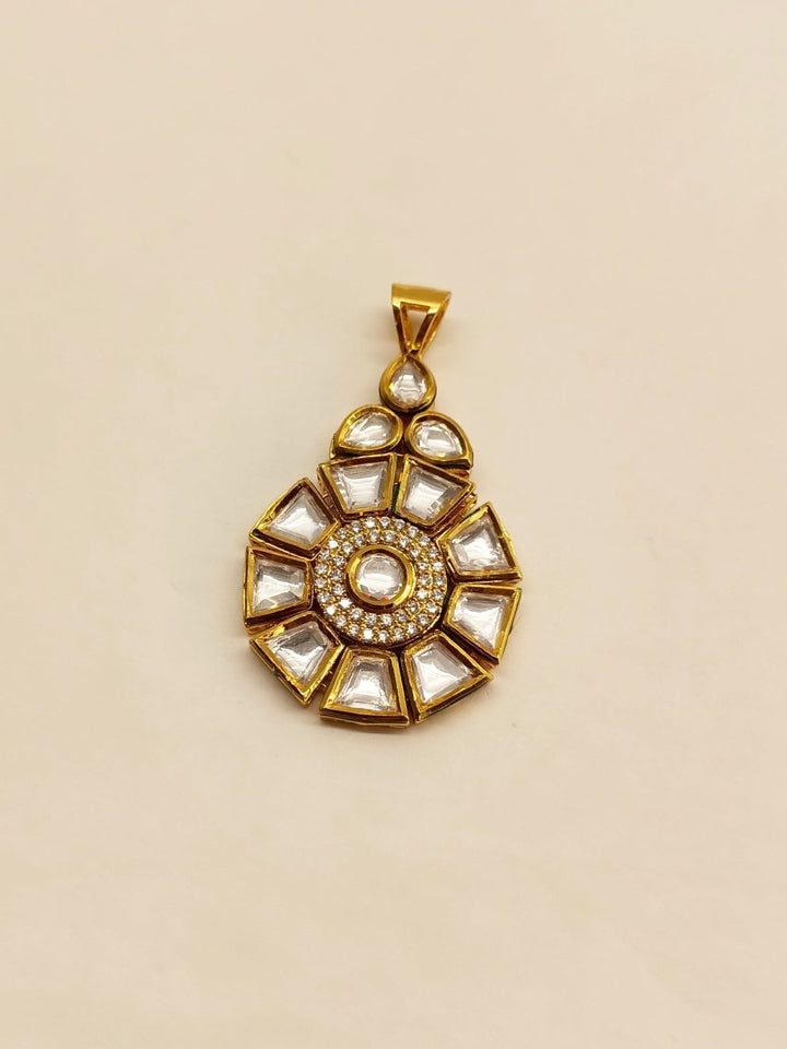 Purnima White Kundan Pendant Set - House of Sarvati LLC