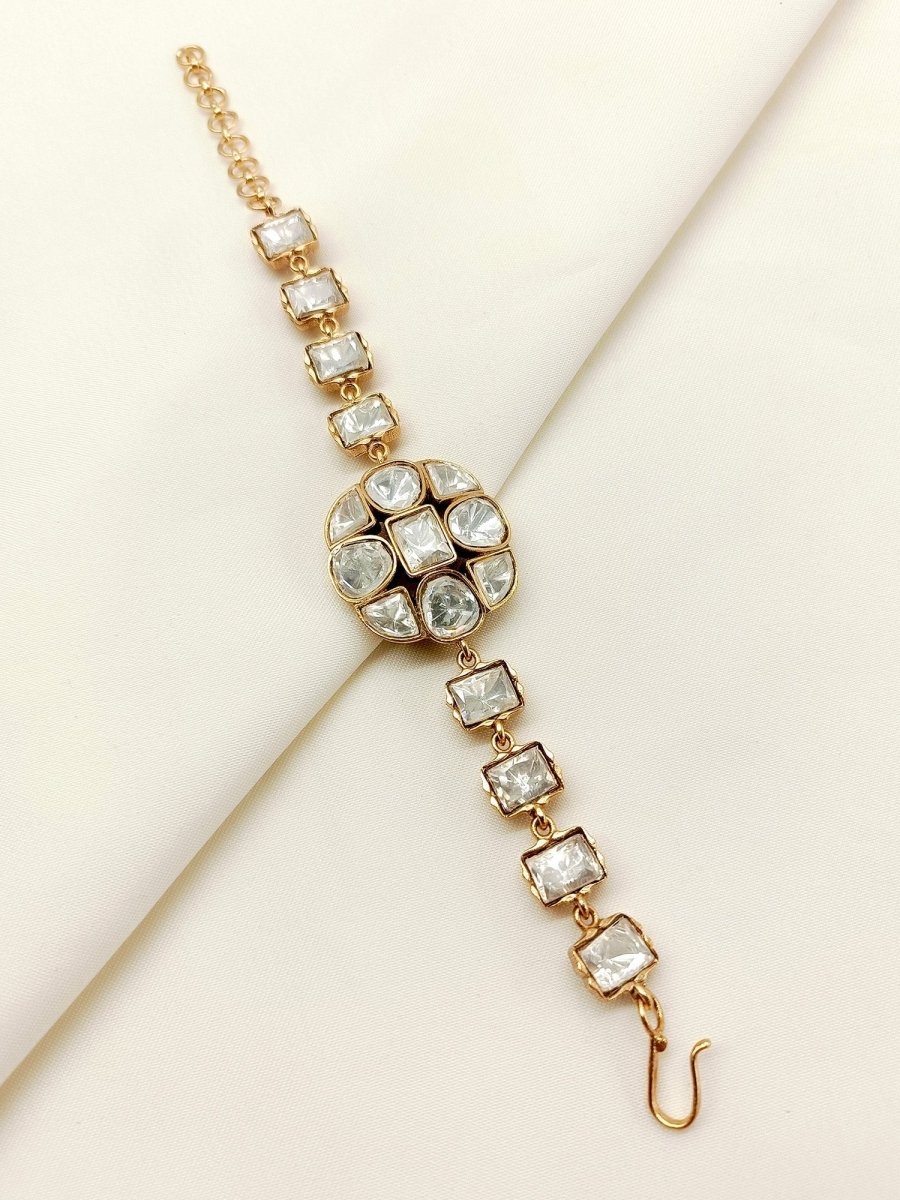 Pushma White Kundan Bracelet - House of Sarvati LLC