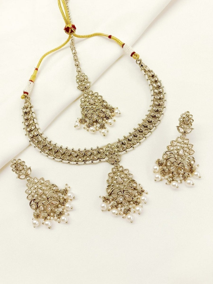 Raghvati Copper Polki Necklace Set - House of Sarvati LLC