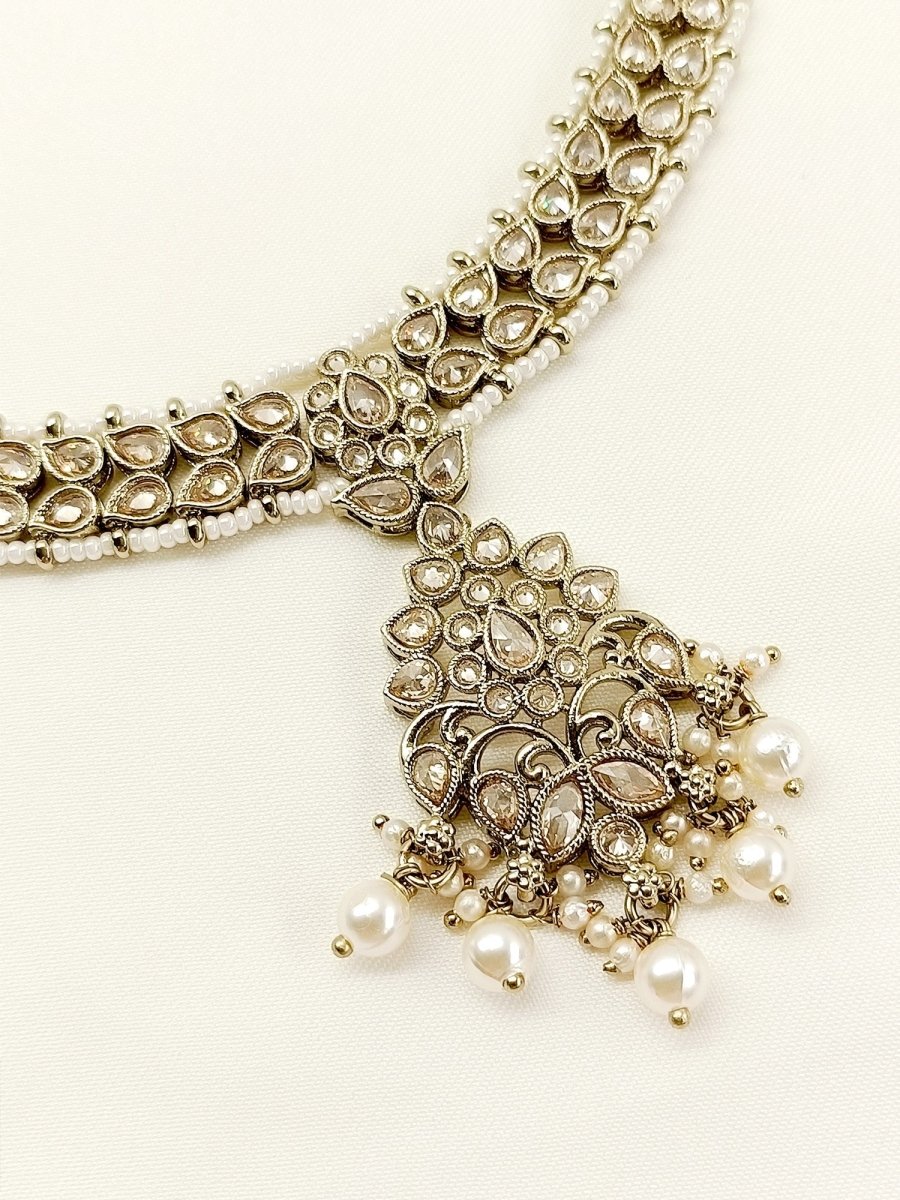 Raghvati Copper Polki Necklace Set - House of Sarvati LLC