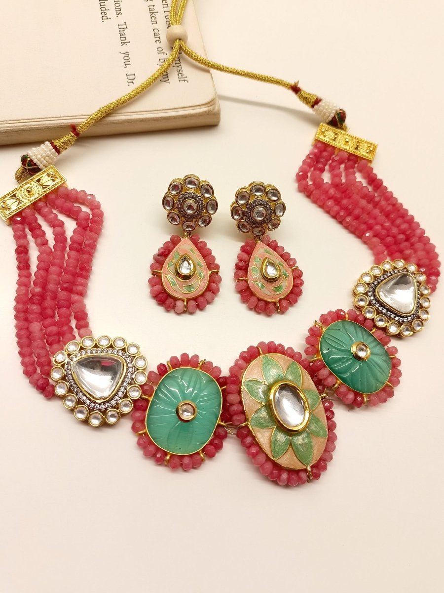 Raha P & G Meenakari Choker Set - House of Sarvati LLC