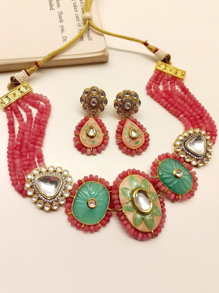 Raha P & G Meenakari Choker Set - House of Sarvati LLC