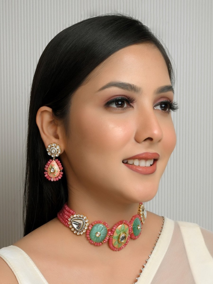Raha P & G Meenakari Choker Set - House of Sarvati LLC