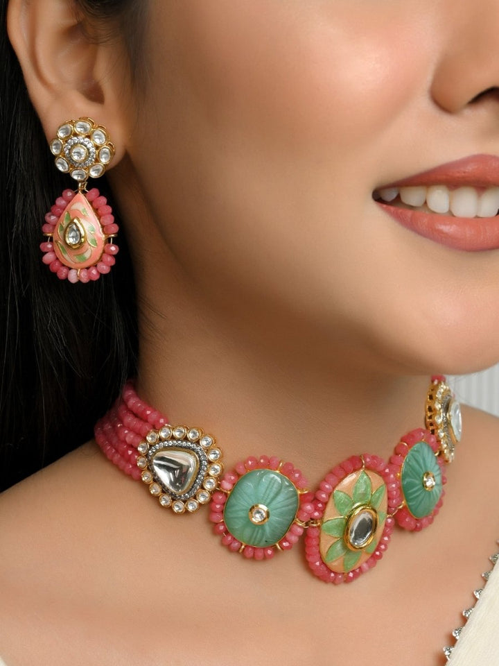 Raha P & G Meenakari Choker Set - House of Sarvati LLC