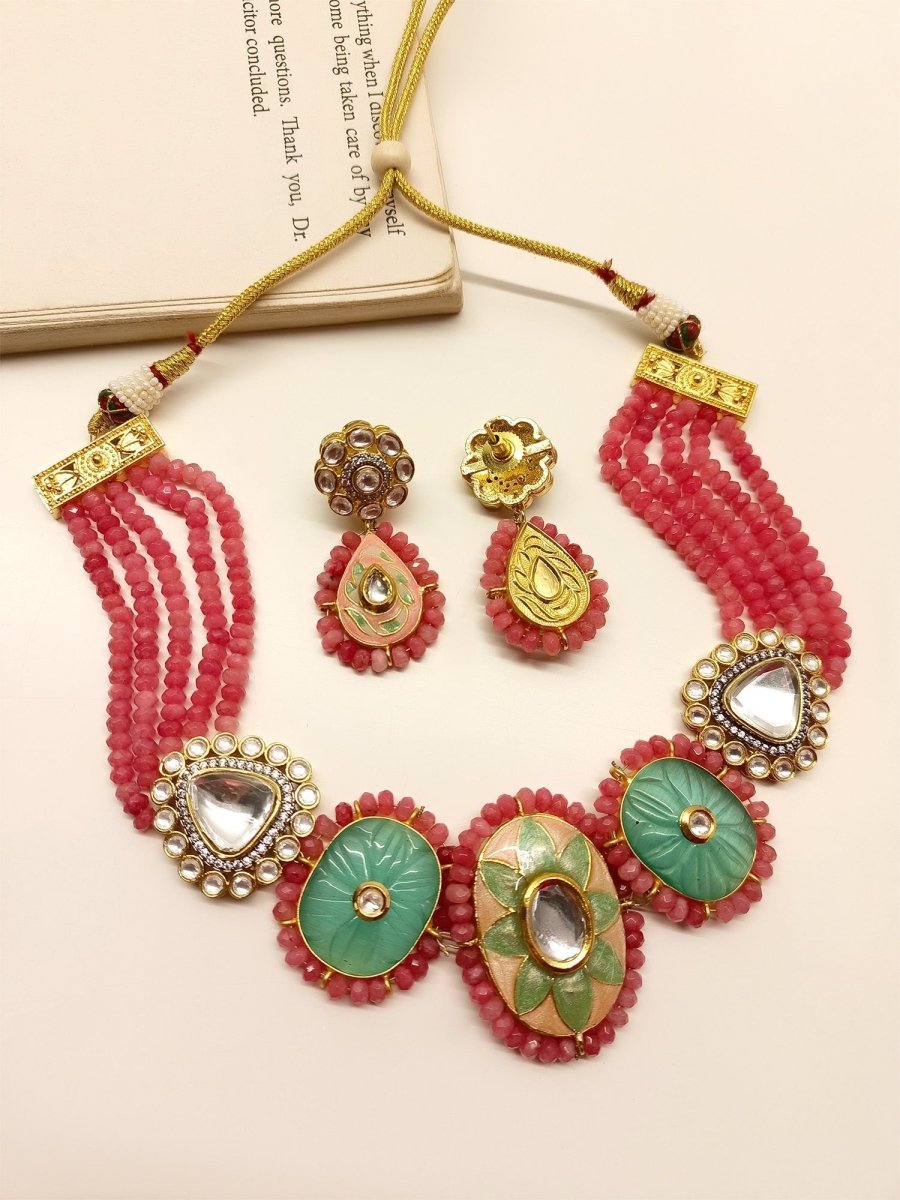 Raha P & G Meenakari Choker Set - House of Sarvati LLC