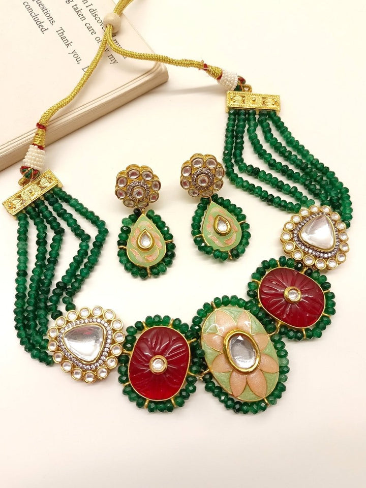 Rahi R & G Meenakari Choker Set - House of Sarvati LLC