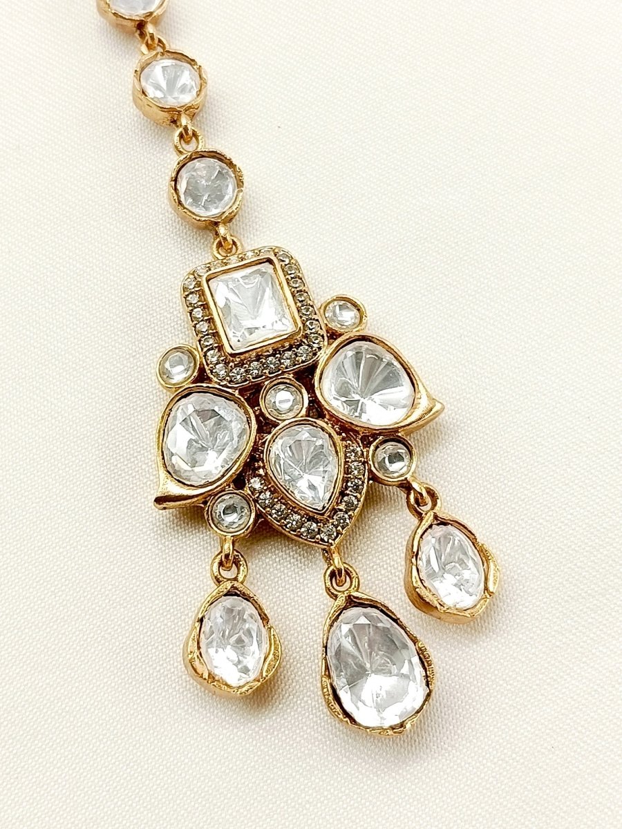 Ratna White Kundan Maangteeka - House of Sarvati LLC