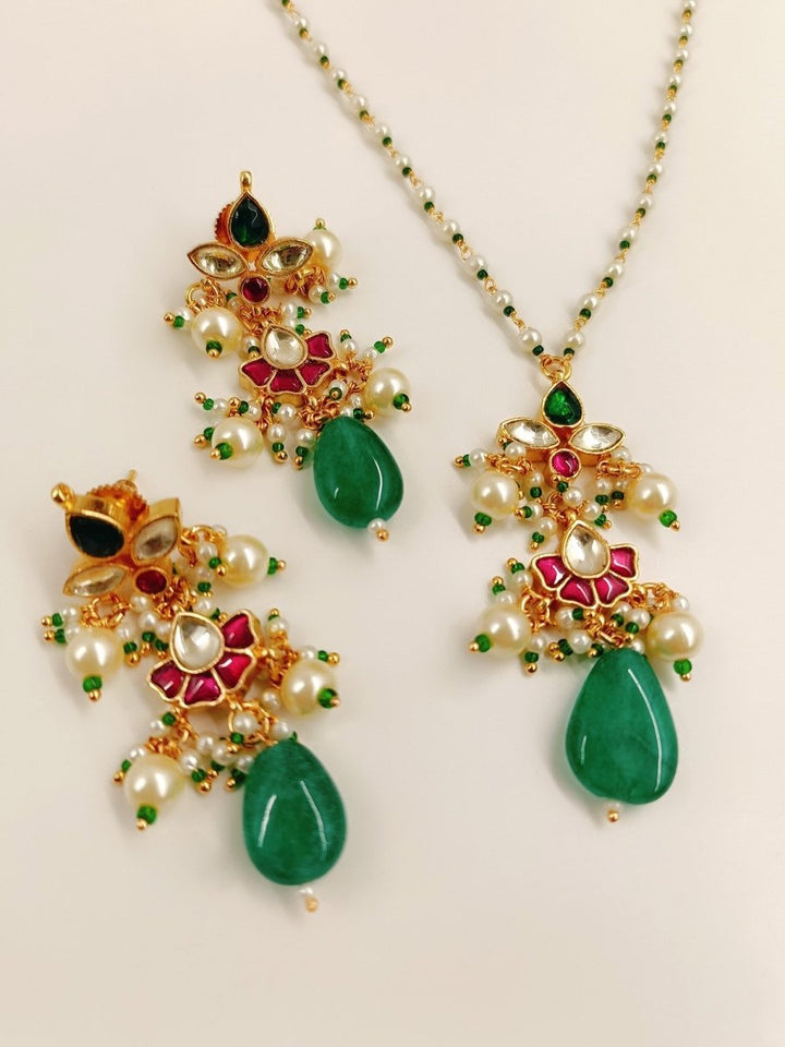 Ravalee M & G Kundan Pendant Set - House of Sarvati LLC