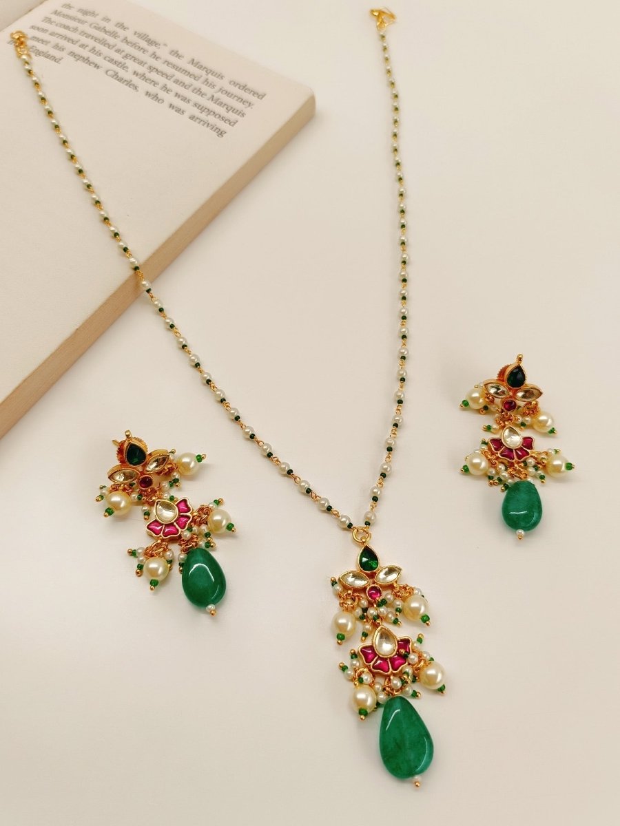 Ravalee M & G Kundan Pendant Set - House of Sarvati LLC