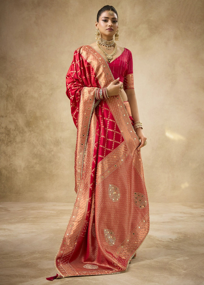 Red Special Collection – Designer Saree Set (Set of 4) - House of Sarvati LLC