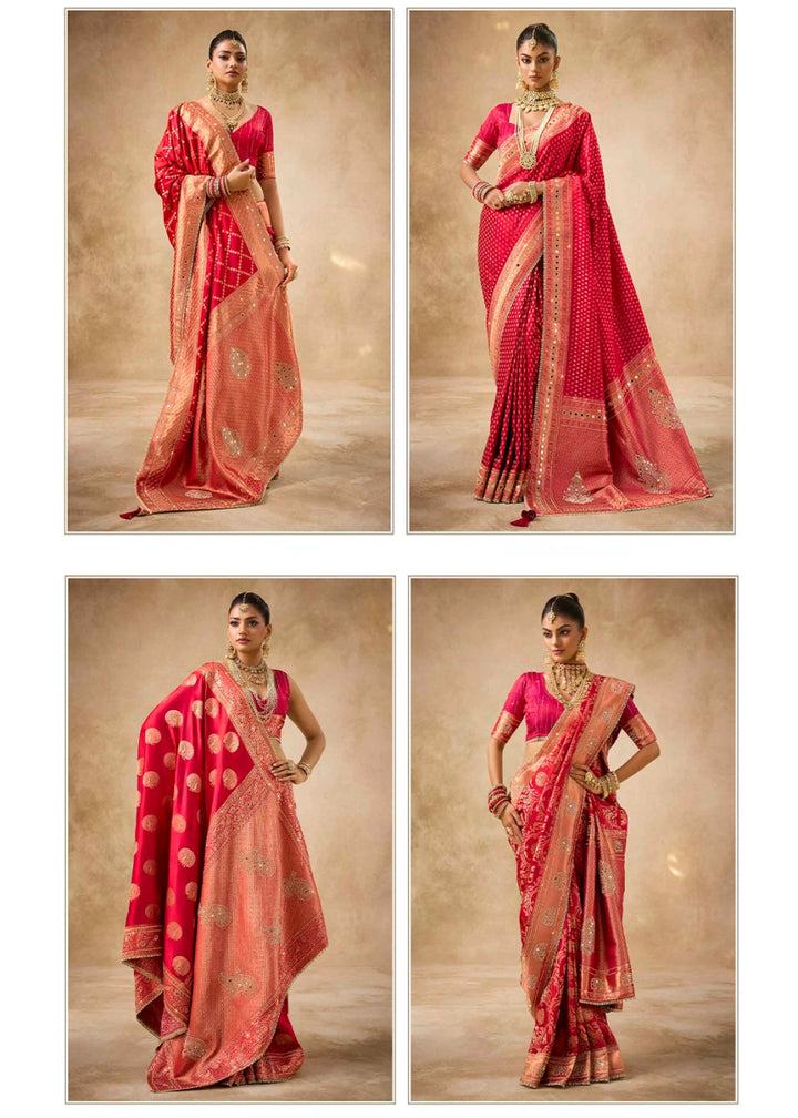 Red Special Collection – Designer Saree Set (Set of 4) - House of Sarvati LLC