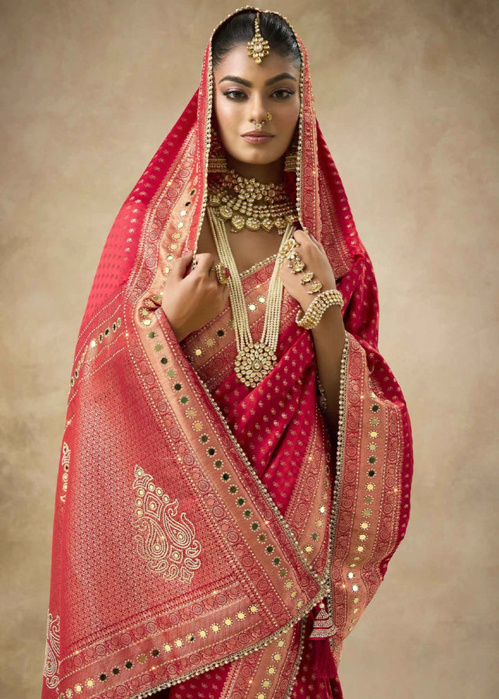 Red Special Collection – Designer Saree Set (Set of 4) - House of Sarvati LLC
