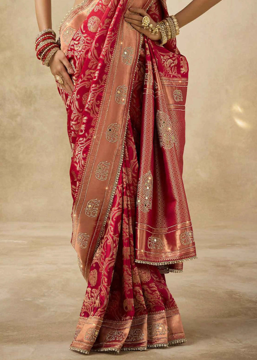 Red Special Collection – Designer Saree Set (Set of 4) - House of Sarvati LLC
