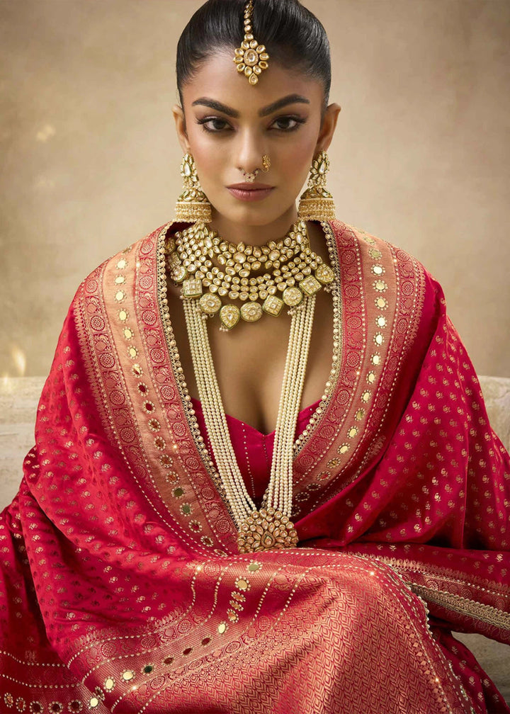 Red Special Collection – Designer Saree Set (Set of 4) - House of Sarvati LLC