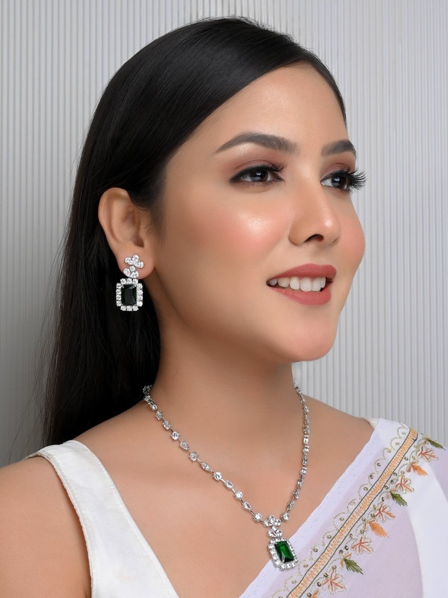 Reet Green American Diamond Set - House of Sarvati LLC