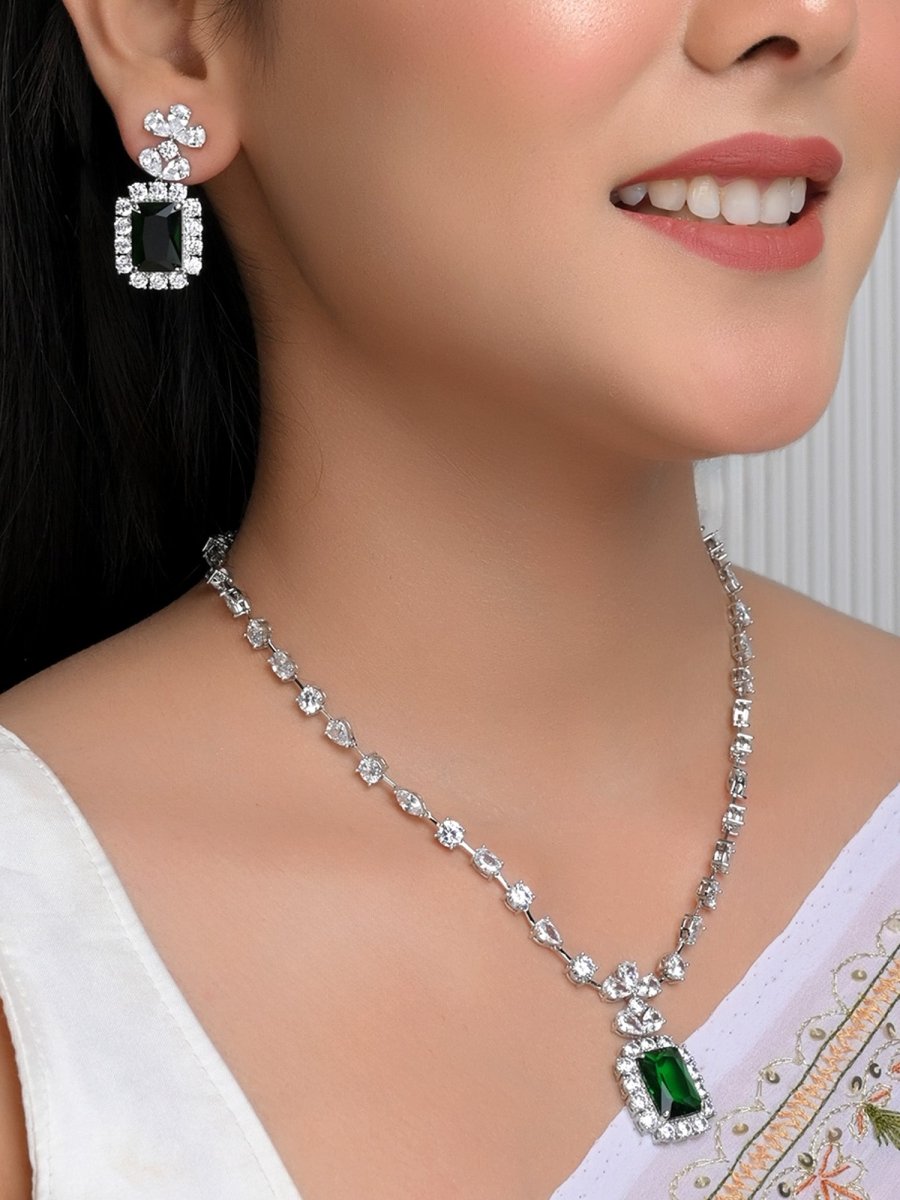 Reet Green American Diamond Set - House of Sarvati LLC