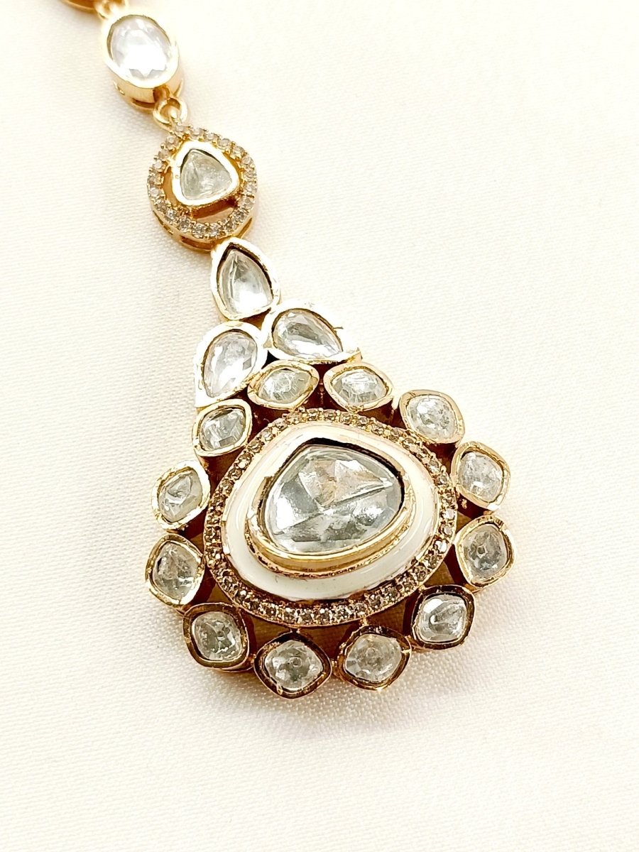 Reshma White Kundan Maangteeka - House of Sarvati LLC