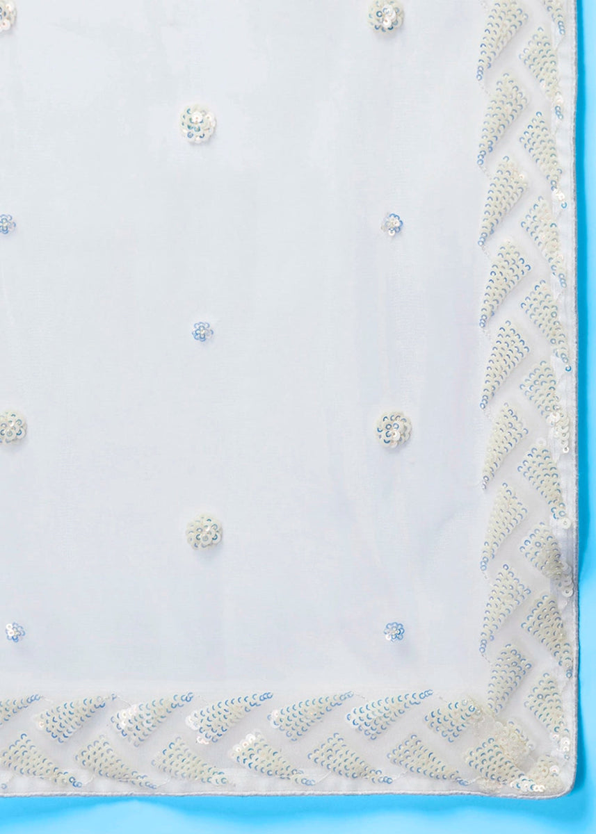 Rice White Net Lehenga with All - Over Sequins – Glam Look for Bridesmaids - House of Sarvati LLC