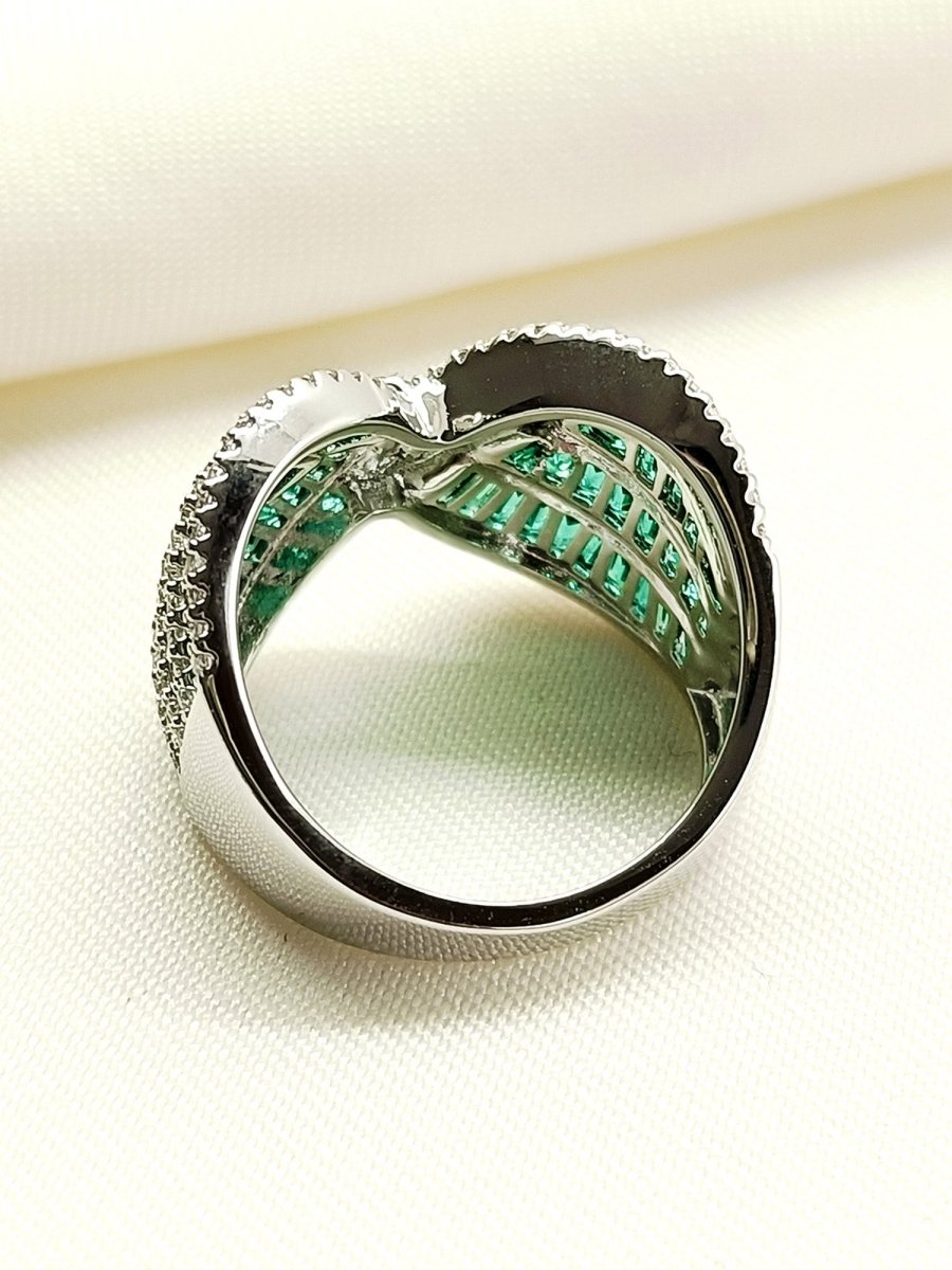 Ritika Green American Diamond Finger Ring - House of Sarvati LLC