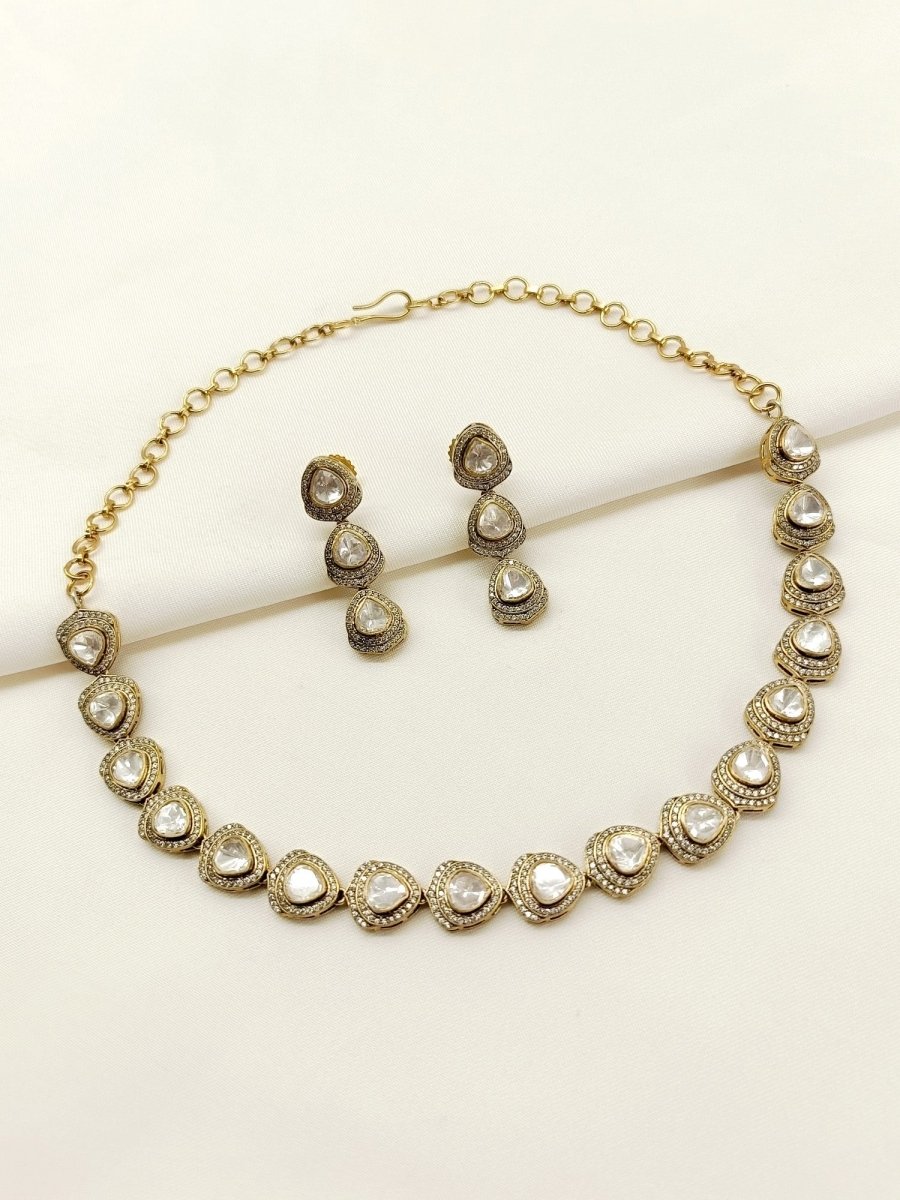 Riyanshi White Victorian Necklace Set - House of Sarvati LLC